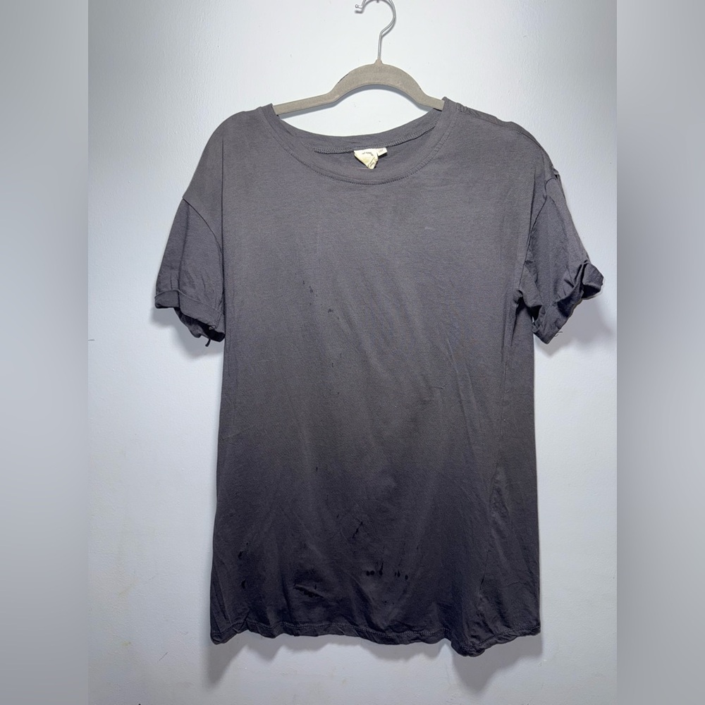 Grace & Emma Gray Fringe back casual western top one size EUC